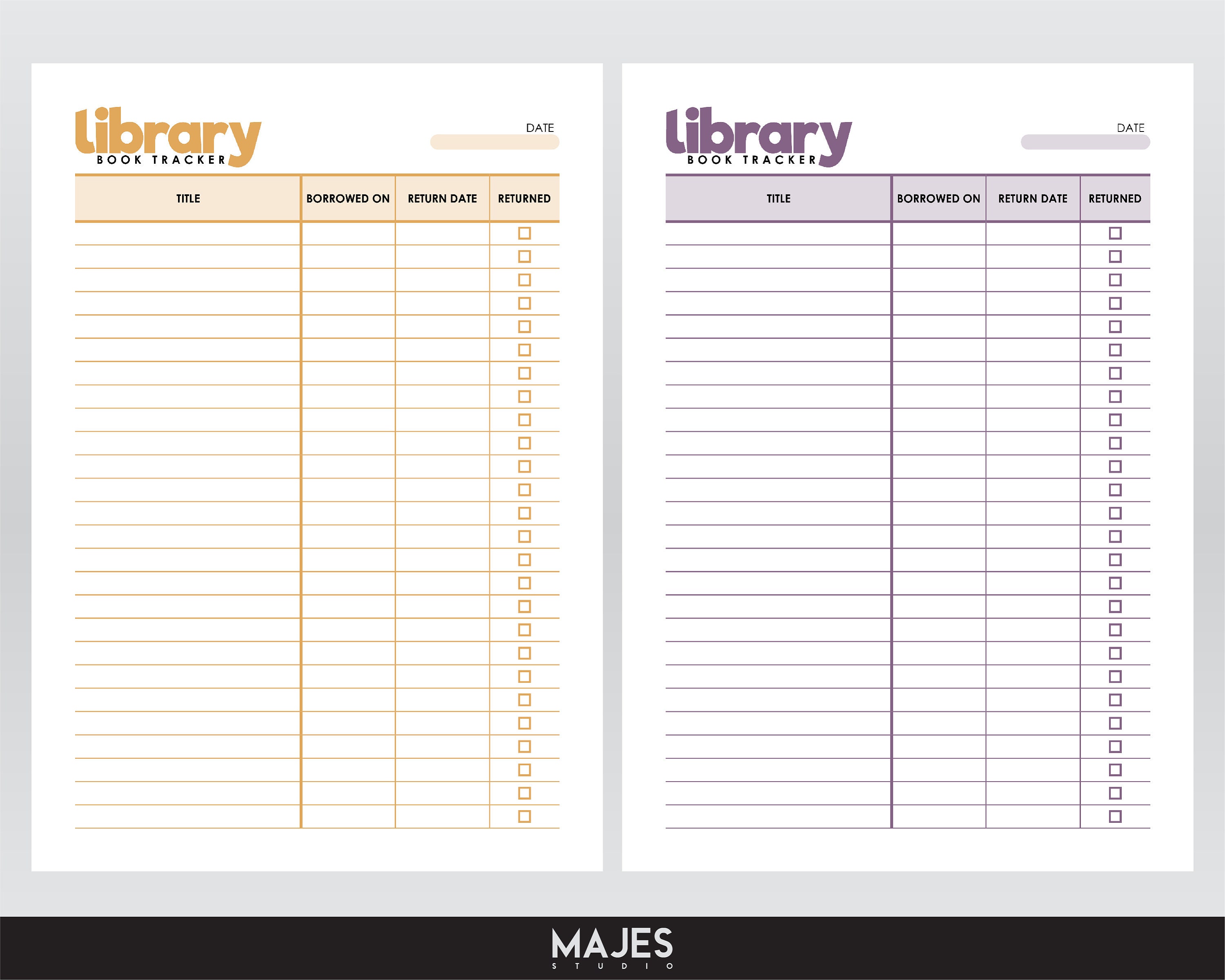 Library Book Tracker Printable, Book Return Log (digital Download) - Etsy