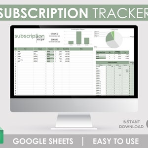 Subscription Tracker: Google Sheet Log for Monthly Expenses | Digital Subscription Aid | Membership & Stream Service Management