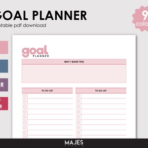 Goal Tracker, Goal Planner, Yearly Goals, Monthly Goals, Weekly Goals, Quarterly Goals, Planner Inserts, Productivity Planner, Daily Goals