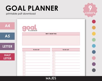 Goal Planner Inserts, Weekly, Monthly, Yearly (Digital Download)