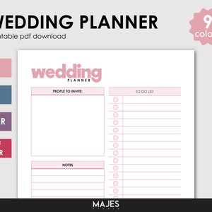 Planificador de bodas PDF, Organizador de bodas, Plantilla de planificador de eventos, Lista de verificación de bodas, Cronología de bodas, Planificador de novias, Guía de bodas, Evento