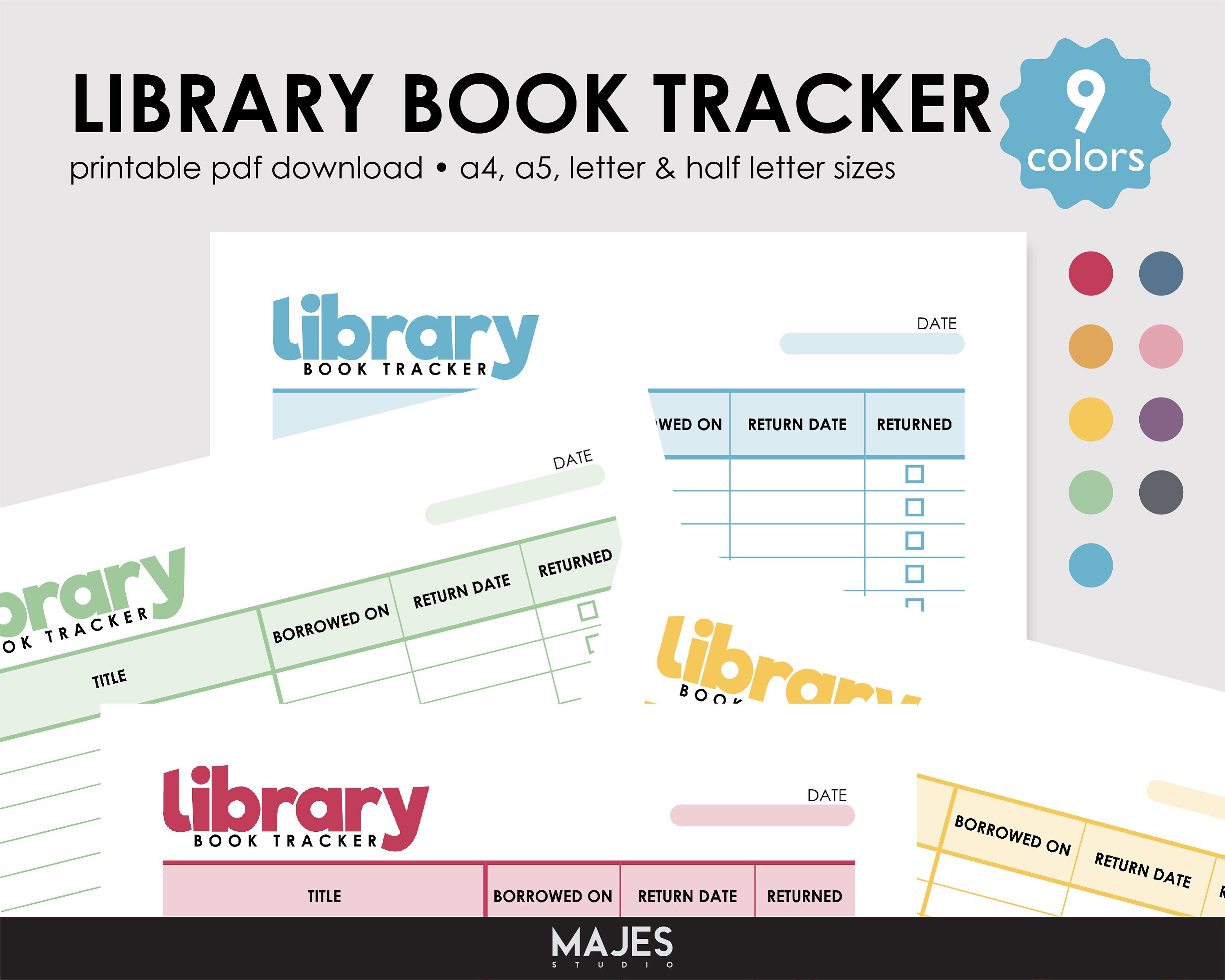 Library Book Tracker Printable, Book Return Log (digital Download) - Etsy