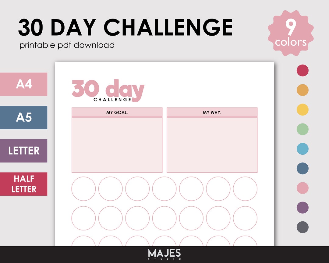 30 Day Challenge Printable, Habit Tracker, Meal & Fitness Planner ...