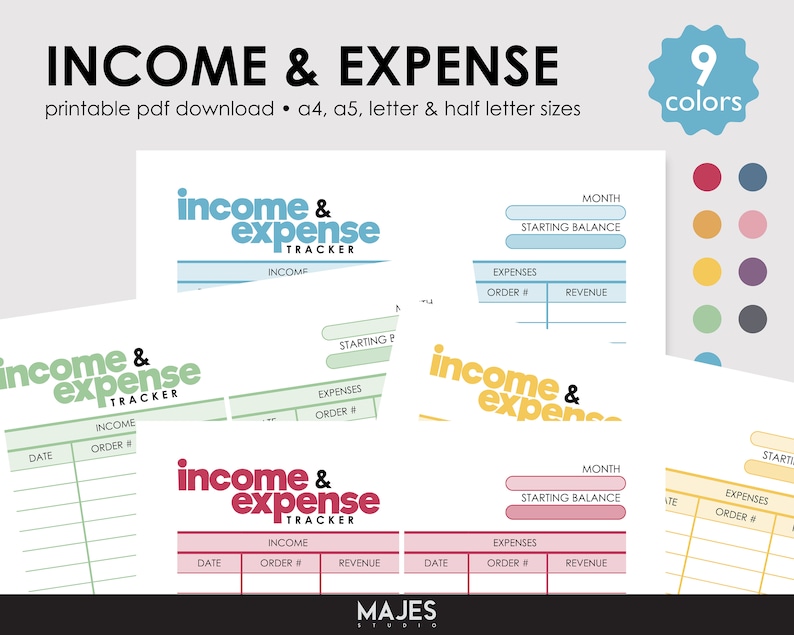 Income and Expense Tracker, Printable Spreadsheet (PDF Download) - Etsy