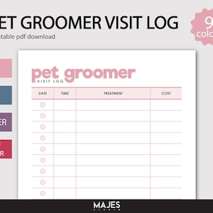 Pet Groomer Visit, Digital Planner Book, Dog Cat Groomer Note, Pets Animal Walking, Pet Client Tracker, Clients Appointments Grooming Walker