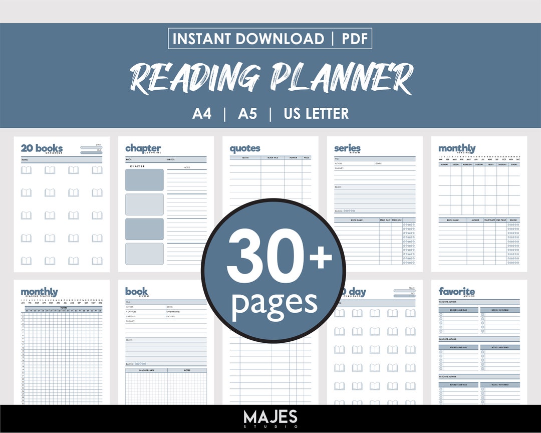 Reading Journal Reading Planner, Digital Planner, Reading Planner ...