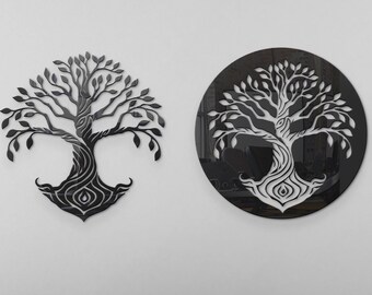 Tree of Life SVG, Animals cut file for laser, dxf for plasma, cnc file wall decor, svg for Cricut Silhouette decal papercut template