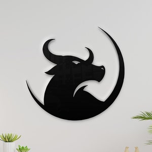 Schwarzer Stierkopf. Cut Dateien für Cricut. Clip Art Silhouetten, Metall Wandkunst, Wohnkultur, Bürodekor. (eps, svg, pdf, png, dxf, jpeg).