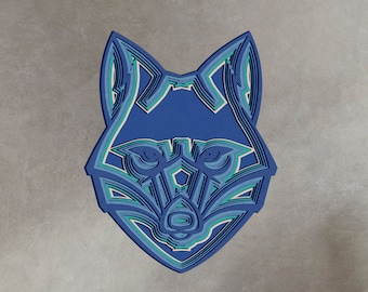 Glowforge, Multilayer Wolf mandala 6 layers home decor wall art, DWG DXF SVG Cdr file for laser