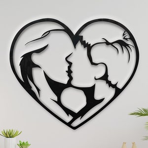 Kuss, Liebe Wand Metall Kunst Laser geschnitten svg dxf Dateien Wandaufkleber Gravur Aufkleber Vorlage CNC-Schneidemaschine Laser digitaler Vektor-Sofortdownload