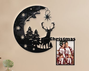 Christmas deer frame Dxf File. Wall decoration Svg File. Laser cut files