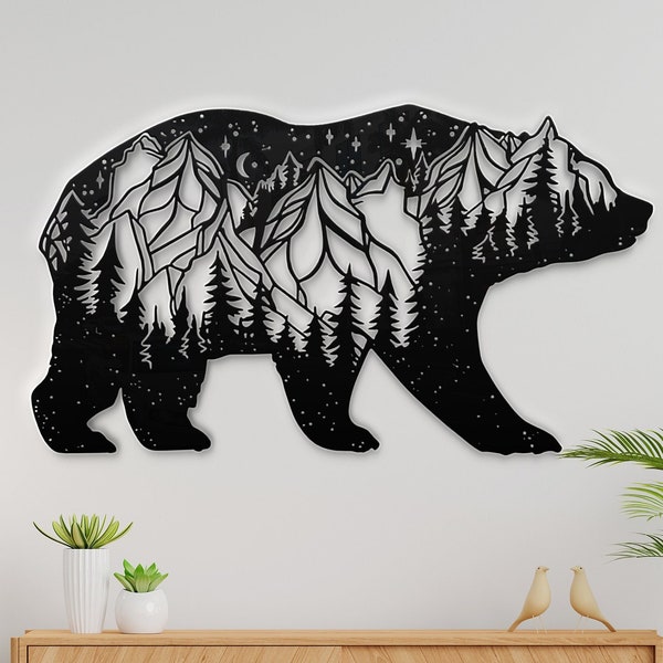 Bear SVG DXF, Animals cut file laser, dxf for plasma, Grizzly Bear cnc wood wall decor, svg for Cricut, Silhouette dxf, papercut template