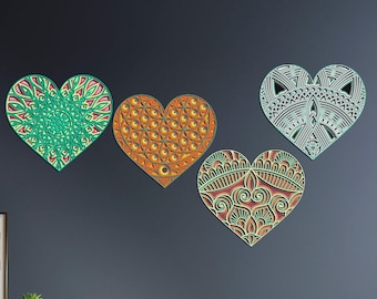 Digital files bundle-Love Heart-Cricut SVG-CNC Laser cut Multilayer 3D Mandala-Instant download DXF vector model pattern-Home decor Wall art