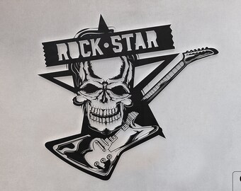 Rock-Star metal wall desing Dxf File. Wall decoration Svg File. Laser cut files.