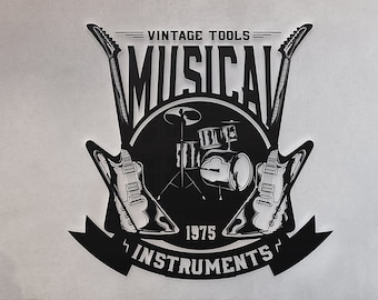 Musical instrument Dxf File. Wall decoration Svg File. Laser cut files.