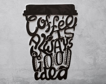 Coffee Cup CNC Plasma Cut Svg,Dxf Metal Art,Kitchen Decor,Wall Hanging,Coffee Bar,Laser cut file