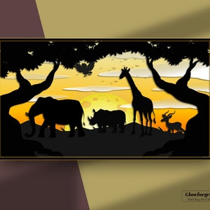 3D Wand Kunst, Baum, Tiere svg, Cricut Datei 5 Layer nature svg Wald Clip Art, Baum Silhouette, Wald, Dxf CNC-Datei
