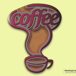 Cup and Coffee 3D Zentangle svg, dxf, ai files, Multilayer Panel for Laser Cutting, SVG files, DXF Templates for CNC router, Wall art