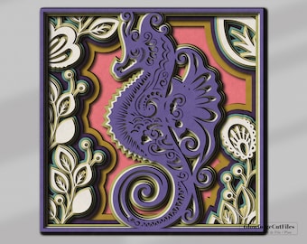 3D Layered Mandala Sea Horse SVG 9 layer cut file | glitter svg | dxf svg eps.Laser cut file, Wall decoration, Home decoration
