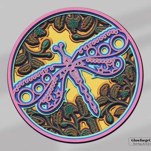 Dragonfly laser cut file, layered svg, vector design, dxf file for laser, layered art, bug svg file, vector art, insect svg, animal mandala