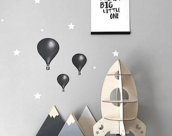 Lasercut Rocket Model For Kids Decorative 3D Model Plan Wooden Toy 6 mm SVG Ai CDR Files