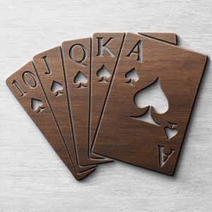 Decoração de parede de cartas de jogar, arte de parede de pôquer, placa de parede com tema de jogos de azar, cartas de jogar, espadas Formato de corte digital svg, dxf, jpg.