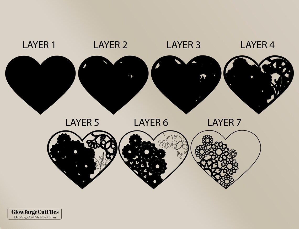 3D Floral Heart Mandala SVG Files, Wedding Panel, Files for Laser ...