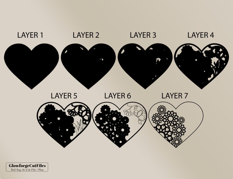 3D Floral Heart Mandala SVG Files, Wedding Panel, Files for Laser ...