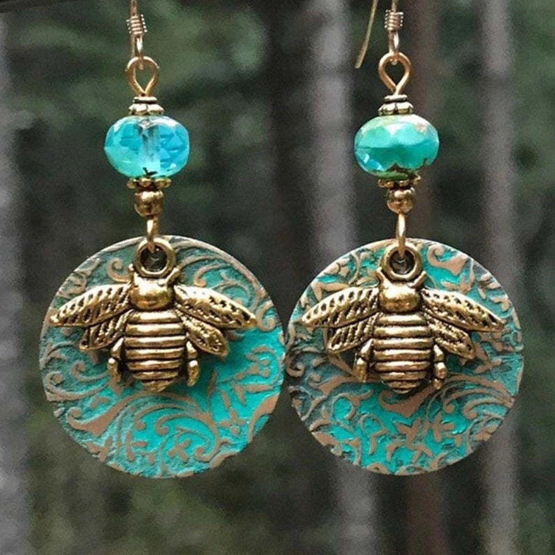 Bee Earrings / Vintage Style Gold Color Plated Bee Earrings / Etsy