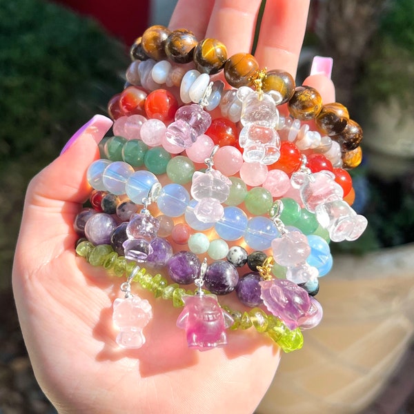 Kitty, Poke, Bear Crystal bracelets