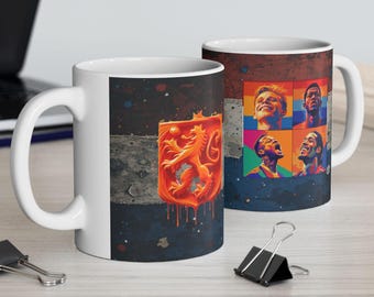 Netherlands Football Ceramic Mug 11oz 15oz Soccer Player Coffee Cup Spors Fan Gift Unique Home Decor Gift for Her Him Coffee Lover Pop Art