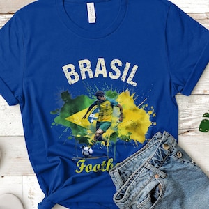 Vintage Artistic Brazil Soccer Jersey T-Shirt and Sweatshirt Brazil National Team Game Day Football Fan Shirt Sports Fan Patriotic Gift