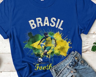 Vintage künstlerische Brasilien Fußball Jersey T-Shirt und Sweatshirt Brasilien Nationalmannschaft Spieltag Fußballfan Shirt Sportfan Vaterländisches Geschenk