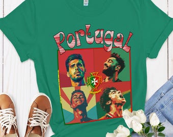 Portugal Football Pop Art T-Shirt and Sweatshirt Soccer Jersey Vintage Football Fan Gift Game Day Football Tee Sports Fan Sweatshirt Gift