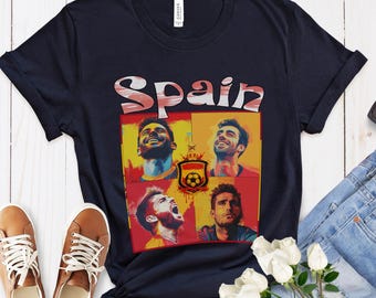 Spain Football Pop Art T-Shirt and Sweatshirt Soccer Jersey Vintage Football Fan Gift Game Day Football Tee Sports Fan Sweatshirt Gift