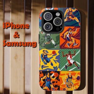 Tough Phone Case Vibrant Basketball Themed iPhone and Samsung Colorful Unique Design Perfect Gift for Sports Lovers Basketball Lovers