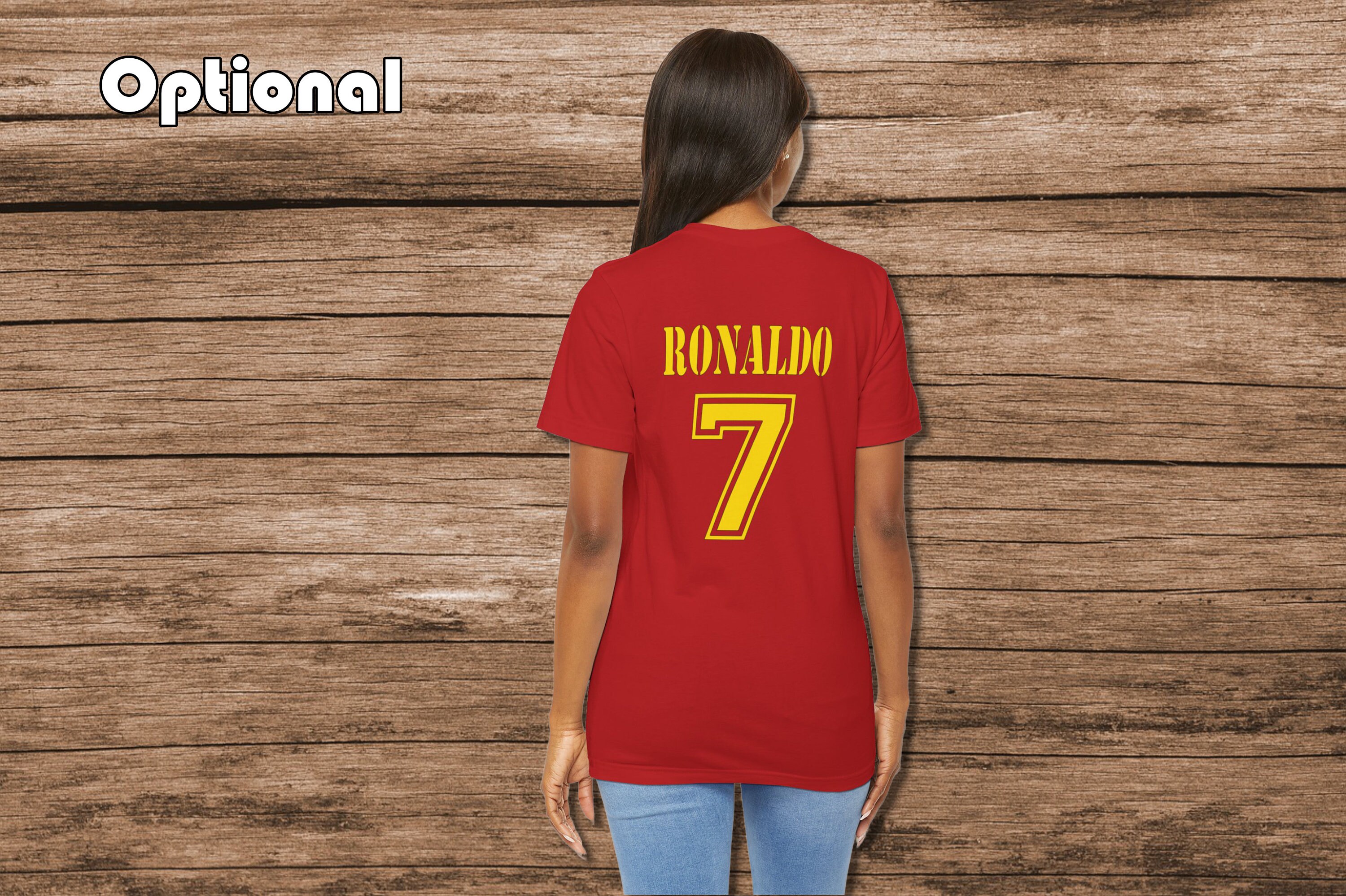T-shirt Personalizzata Per Appassionati Di Calcio Portoghese, In Cotone 100% Bianco, Con Stampa E Personalizzazione Nome E Numero. Regalo Perfetto.