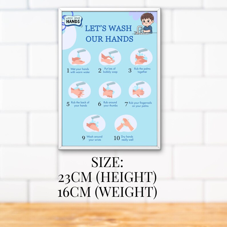 Handwashing Poster Wash Your Hands Sign Hand Washing Chart Wash Hands ...