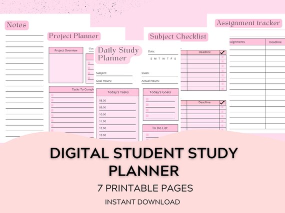 Student Planner Printable Study Planner Study Organiser | Etsy
