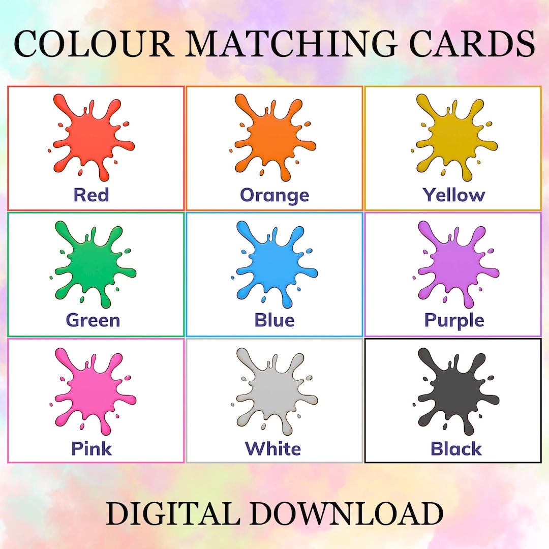Colour Matching Cards Printable Digital Download Matching Game Activity ...