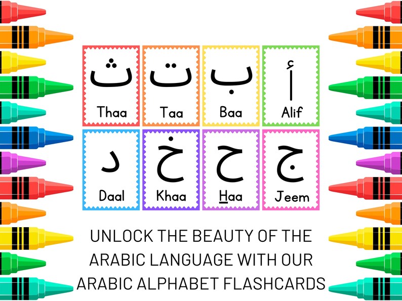 Arabic Alphabet Flashcards Study Aids Learning Educational Recognition ...