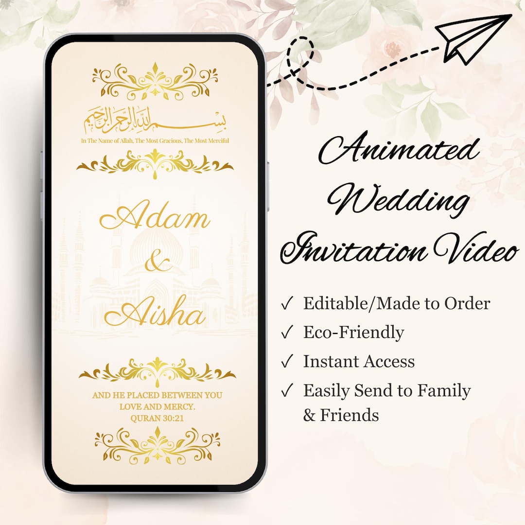 Animated Einvite Animated Wedding Invitation Video Template Save the Date Mobile Einvite ...