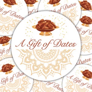 Gift of Dates Sticker Labels Islamic Date Gift Eid Umrah Hajj Ramadan Nikkah Arabic Printable Date Package Mandala Decorative Muslim Gift