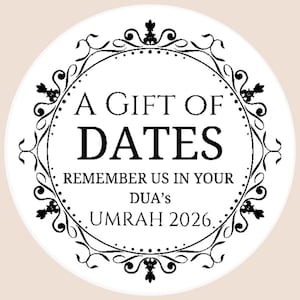 Gift of Dates Sticker Labels Islamic Date Gift Eid Umrah Hajj Ramadan Nikkah Arabic Printable Date Package Mandala Decorative Muslim Gift