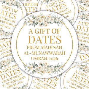 Gift of Dates Sticker Labels Islamic Date Gift Eid Umrah Hajj Ramadan Nikkah Arabic Printable Date Package Mandala Decorative Muslim Gift
