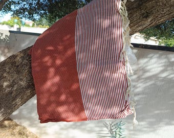 Tunesischer Fouta-Stoff, 1 m x 2 m, 100 % Wabenbaumwolle
