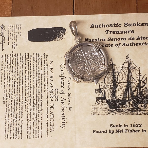 Authentic Atocha silver Shipwreck coin replica with shark