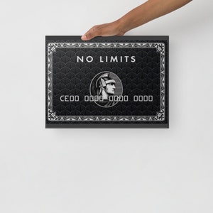 American Express BLACK Centurion Karte NO LIMITS Leinwand Wanddekoration