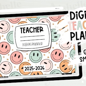 Groovy Smiley Teacher Planner 2025-2026 (Digital Download)