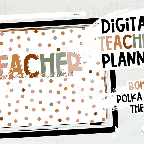 Digital Teacher Planner 2024-2025, Teacher Goodnotes Planner | Boho Polka Dots Theme | Classroom Organization | DATED